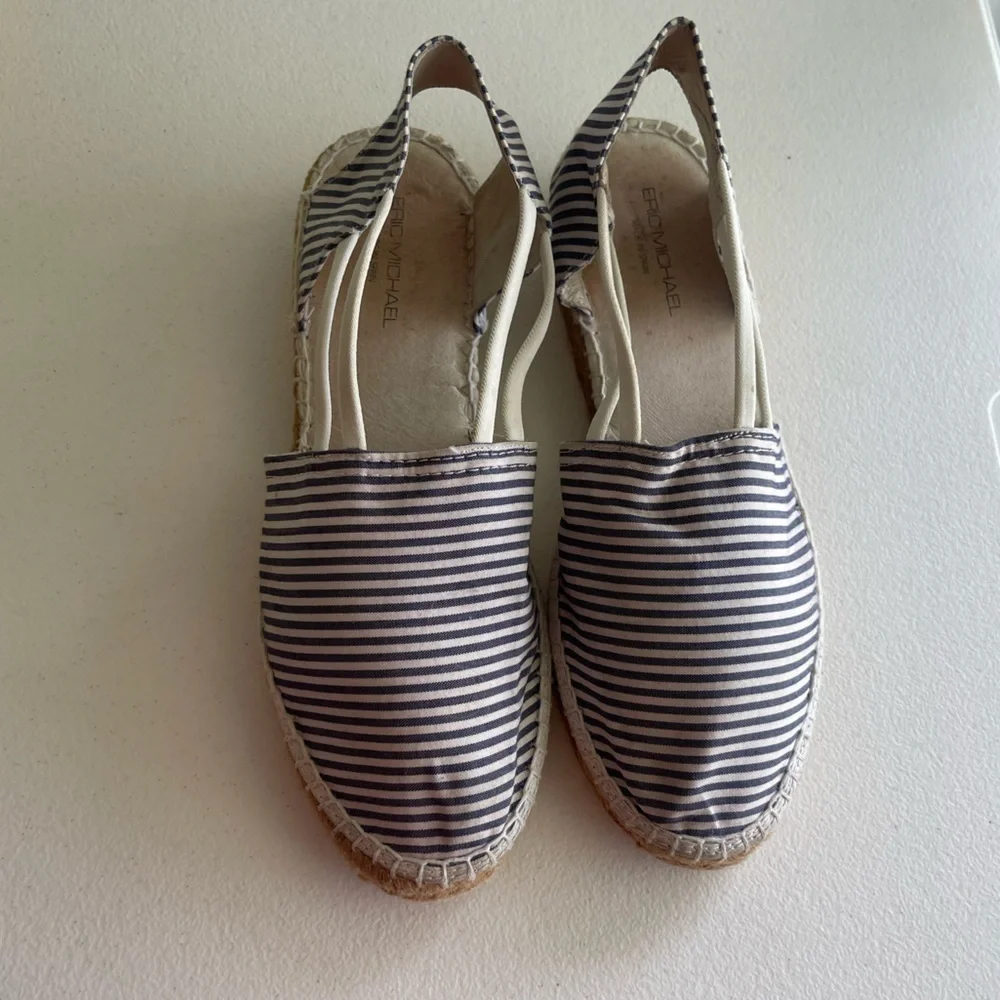 Eric Michael navy white stripe nautical espadrille